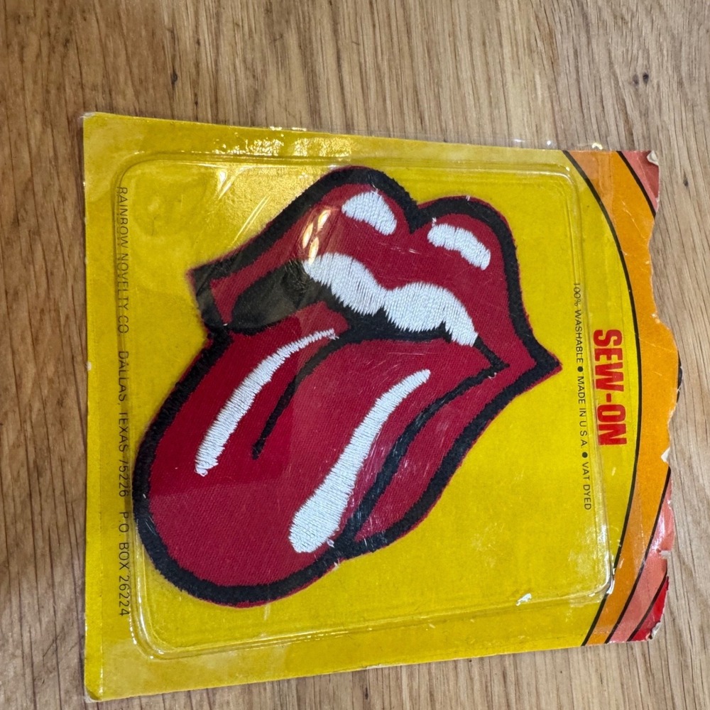 New Vtg Rolling Stones Tongue Logo Sew On Patch Rainbow Novelty Co Deadstock USA